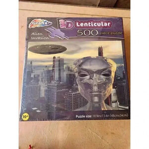 Grafix 3D Lenticular Alien Invasion 500 Piece Puzzle Jigsaw Puzzle NEW SEALED